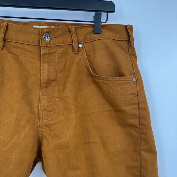 Patagonia men's size 36 were straight fit cut off raw hem worn in brown twill je - Picture 2 of 15